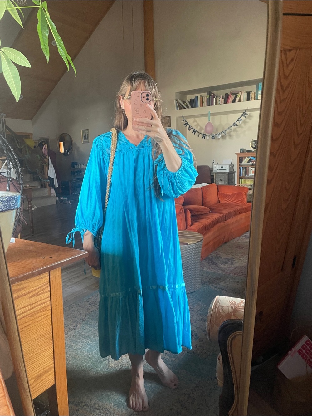 Vintage Cotton Gauze Midi Dress OS